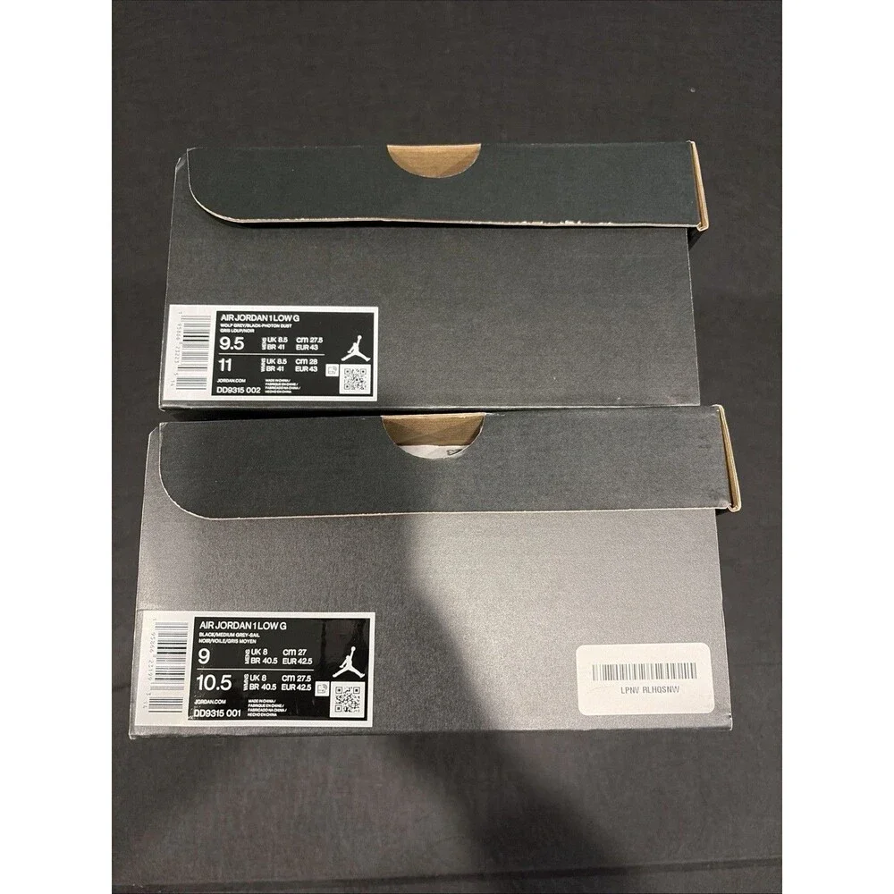 Nike Air Jordan 1 Low Golf Shoes BOX ONLY Sz 9 & 9.5 Shadow & Wolf Grey